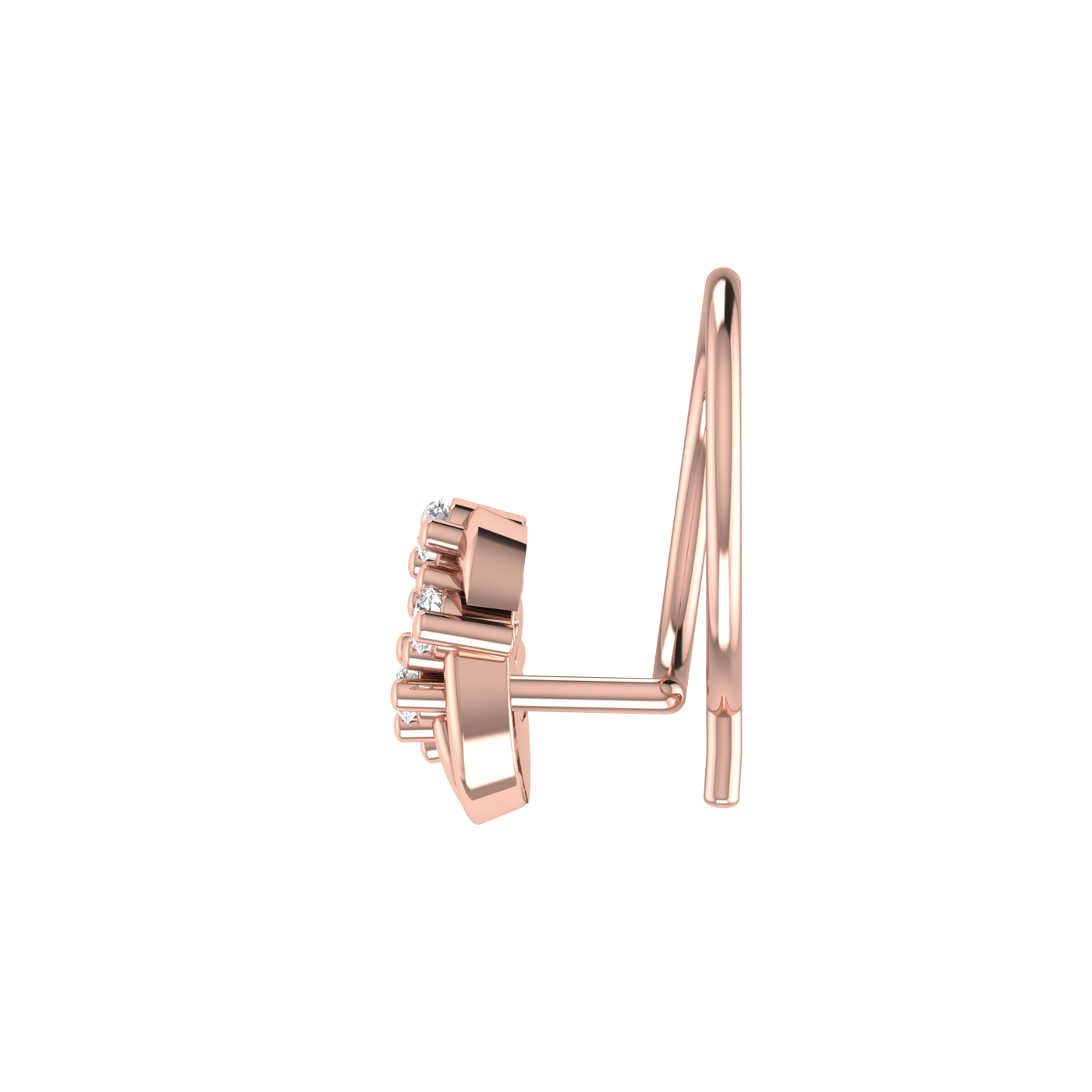 14K Gold Celestial Waves Design 0.07ct Lab Grown Diamond Nose Pin