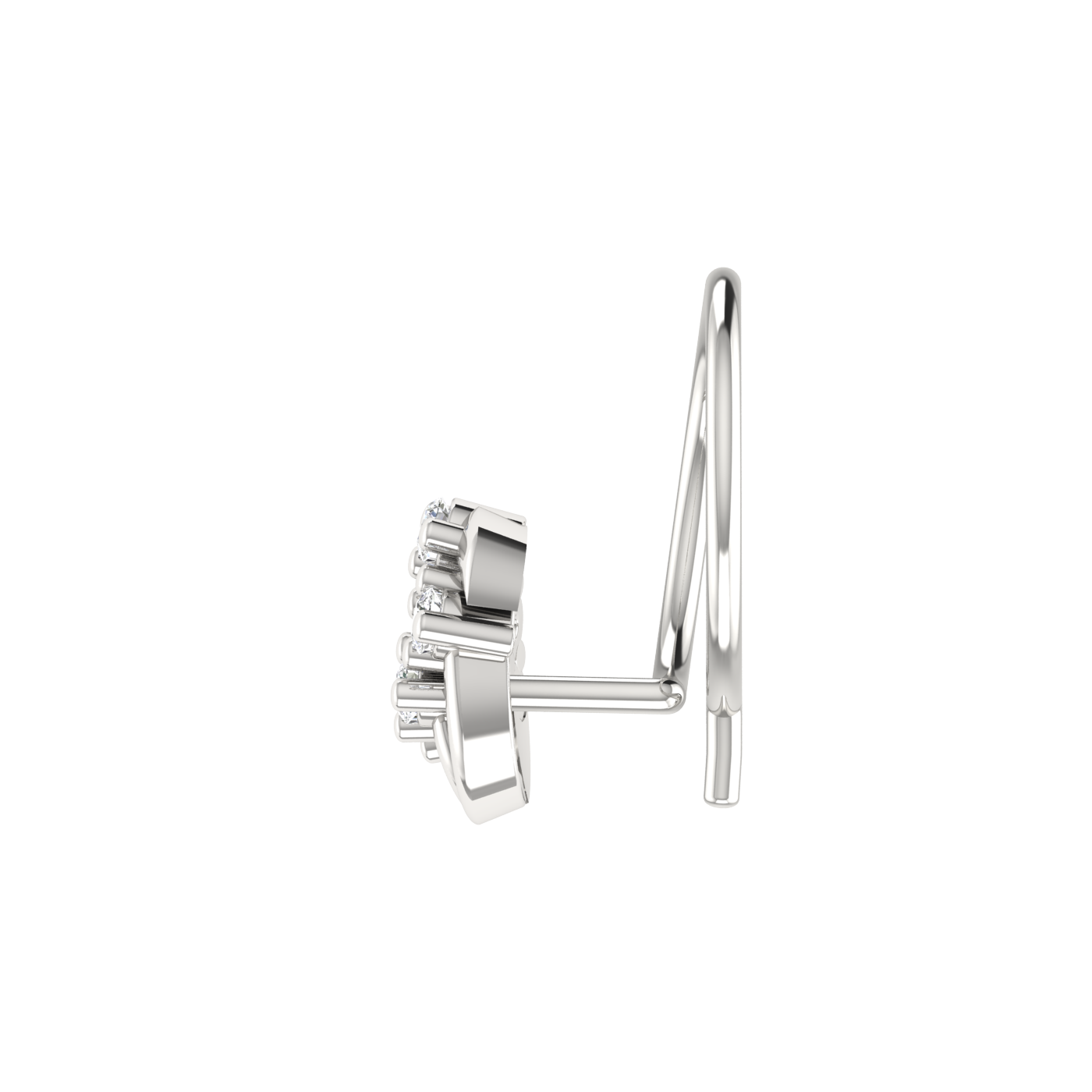 14K Gold Celestial Waves Design 0.07ct Natural Diamond Nose Pin