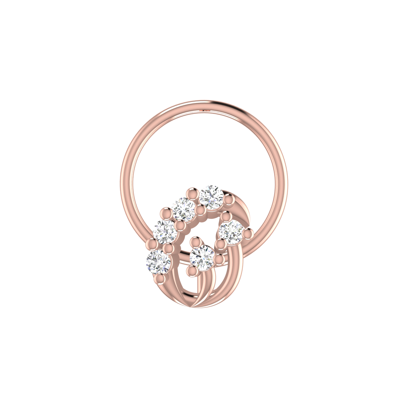 14K Gold Celestial Waves Design 0.07ct Lab Grown Diamond Nose Pin
