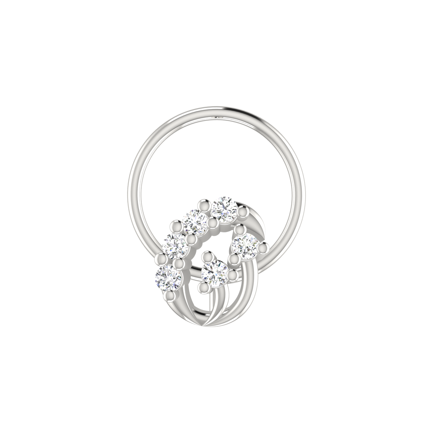 14K Gold Celestial Waves Design 0.07ct Natural Diamond Nose Pin