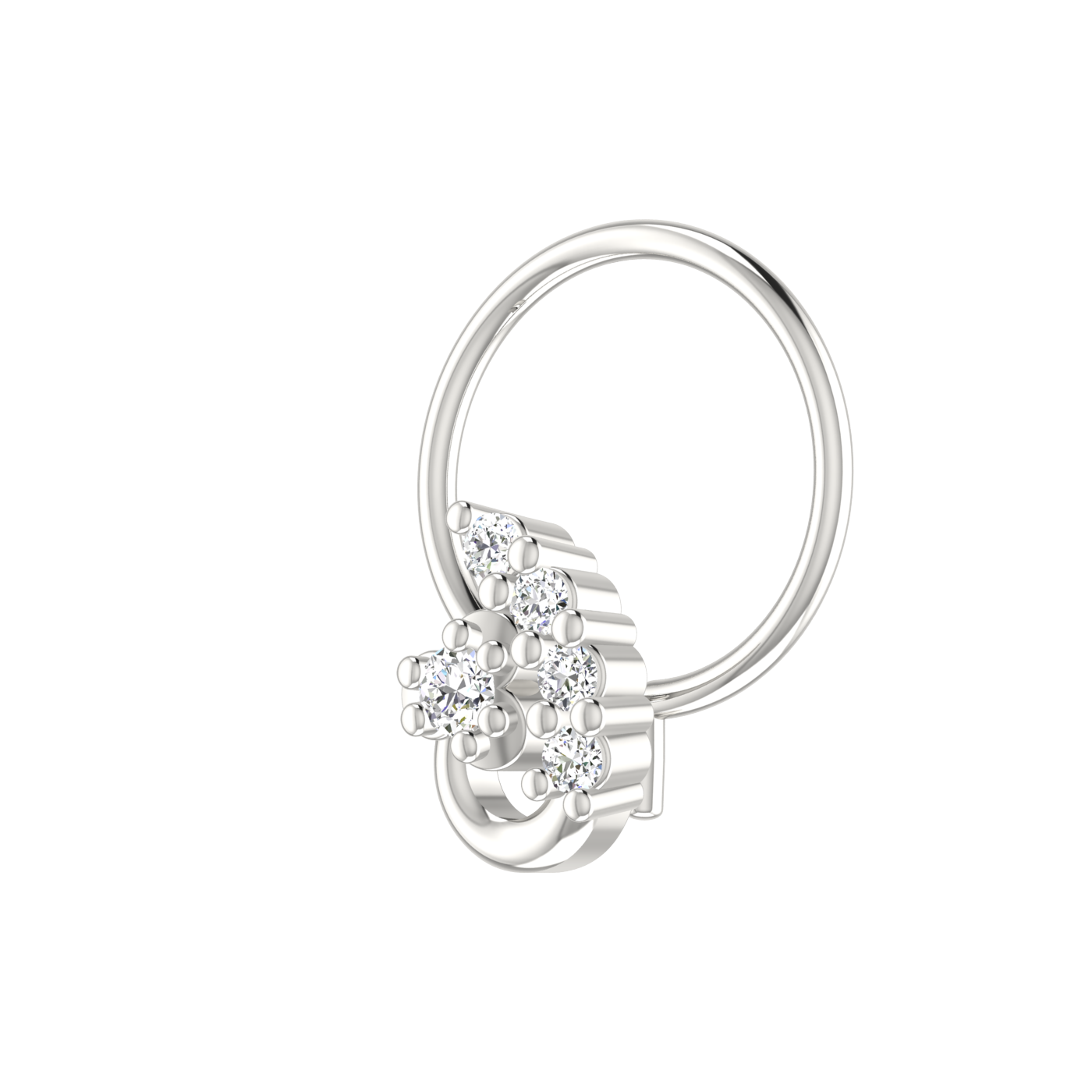 14K Gold Celestial Curve Design 0.058ct Natural Diamond Nose Pin