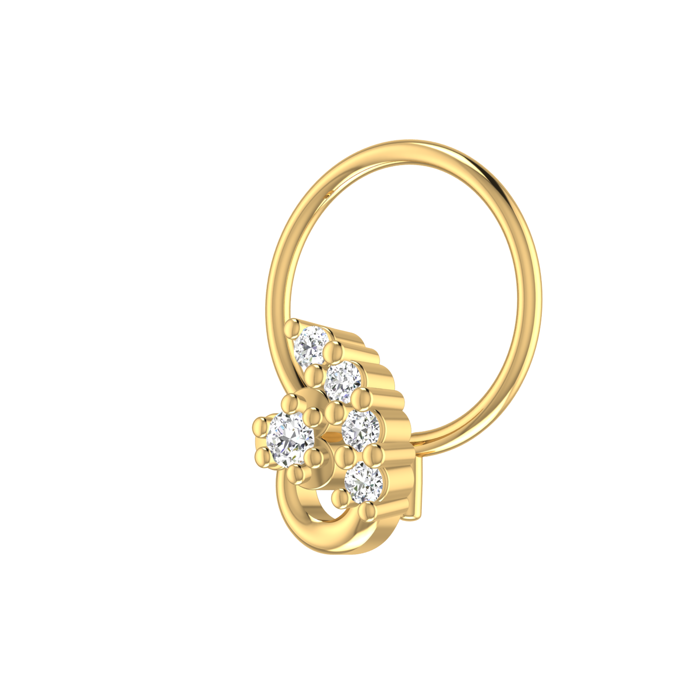 14K Gold Celestial Curve Design 0.058ct Natural Diamond Nose Pin