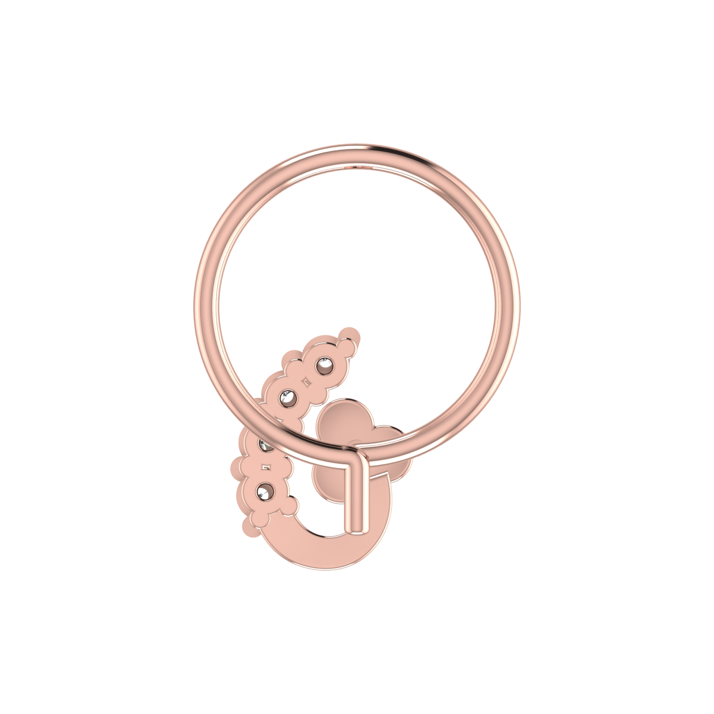 14K Gold Celestial Curve Design 0.058ct Natural Diamond Nose Pin