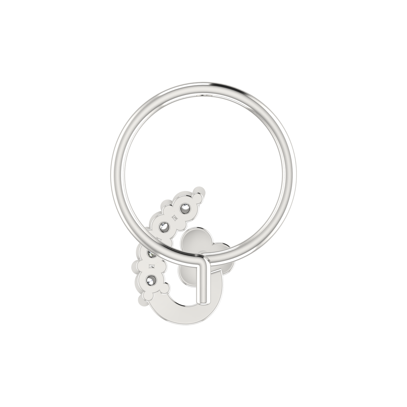 14K Gold Celestial Curve Design 0.058ct Natural Diamond Nose Pin