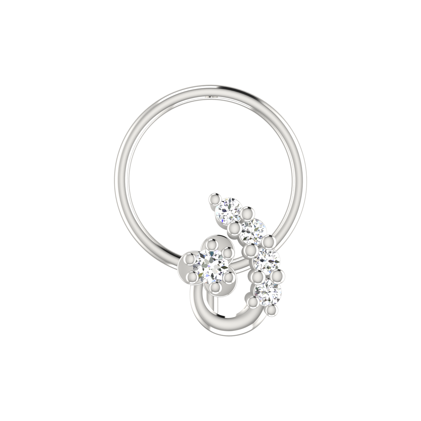 14K Gold Celestial Curve Design 0.058ct Natural Diamond Nose Pin