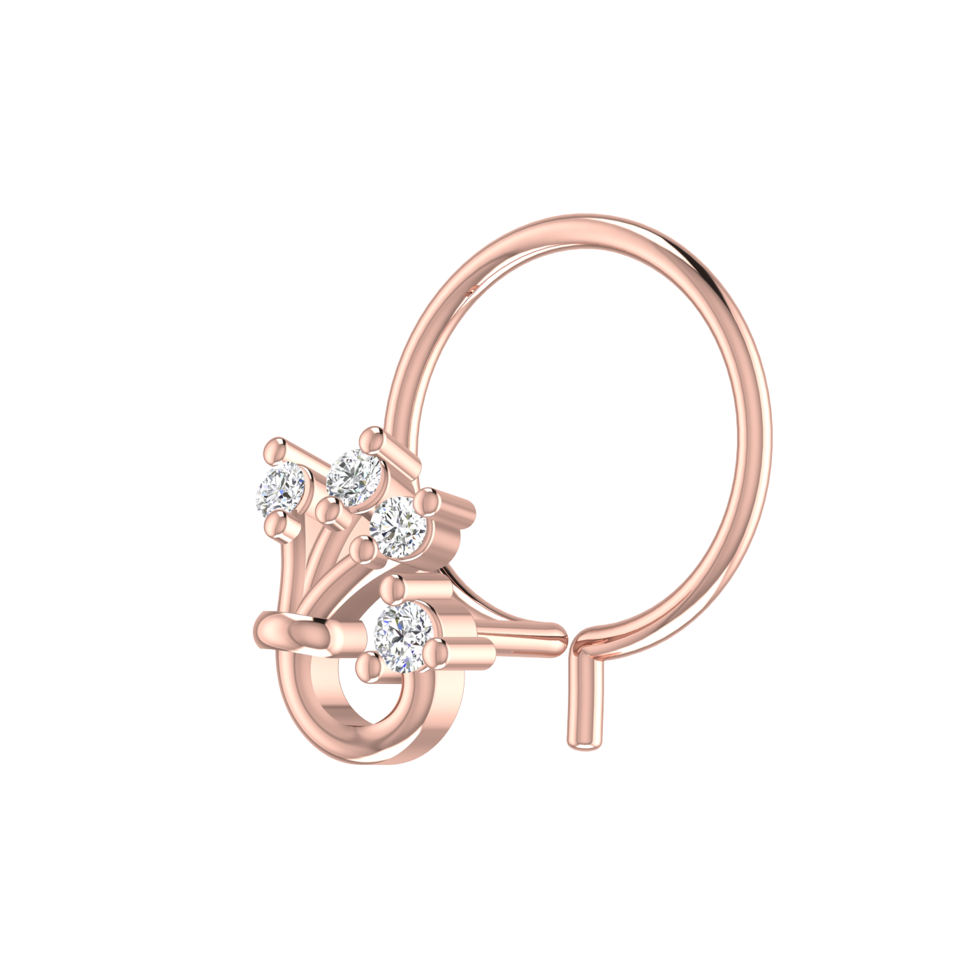 14K Gold Floral Vine Design 0.025ct Natural Diamond Nose Pin