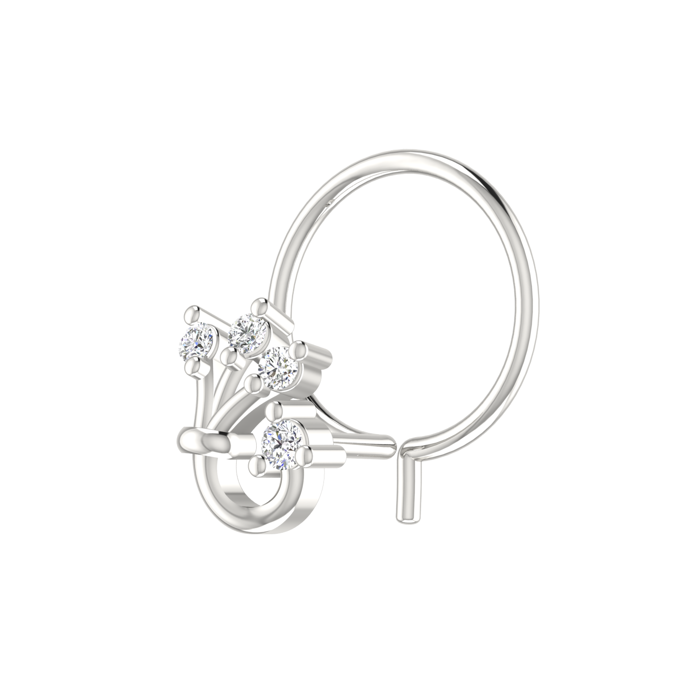 14K Gold Floral Vine Design 0.025ct Natural Diamond Nose Pin