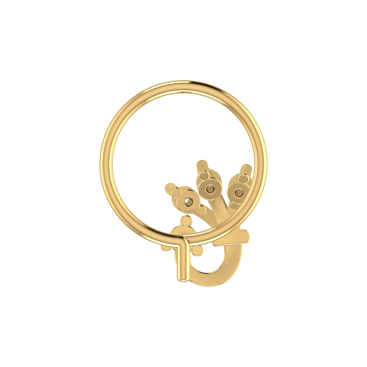 14K Gold Floral Vine Design 0.025ct Natural Diamond Nose Pin