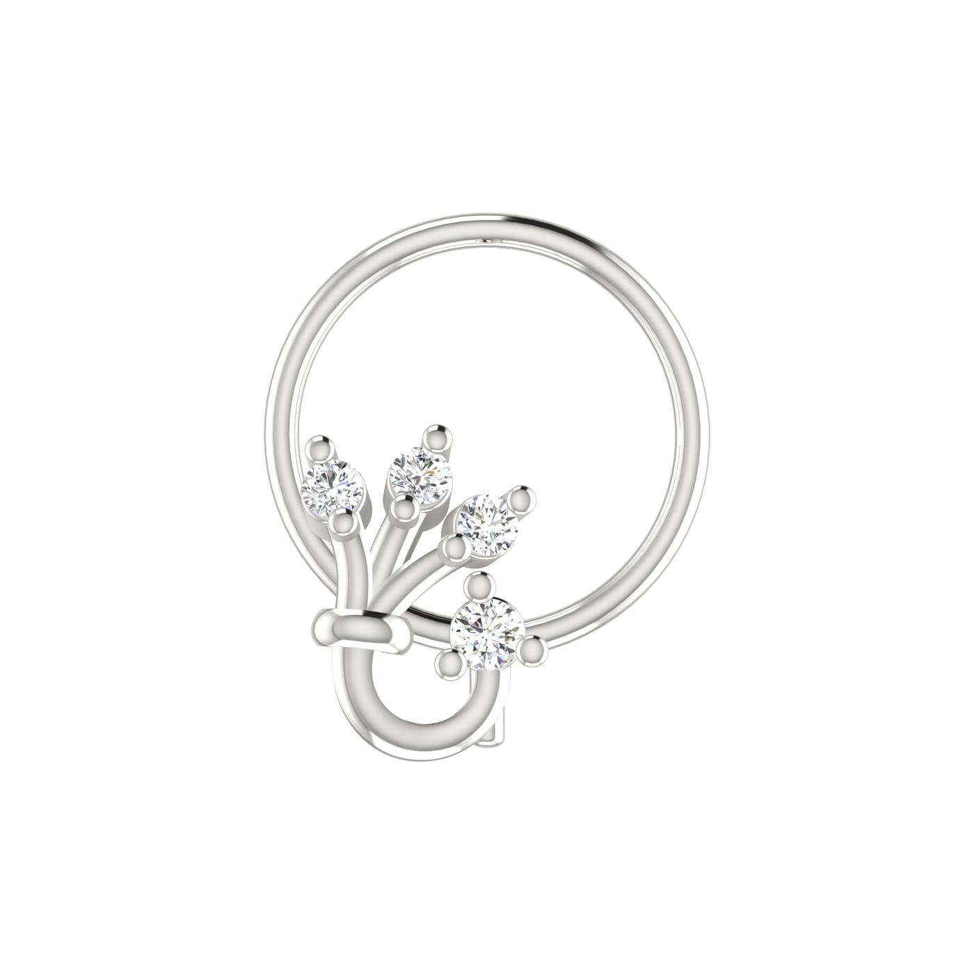 14K Gold Floral Vine Design 0.025ct Natural Diamond Nose Pin