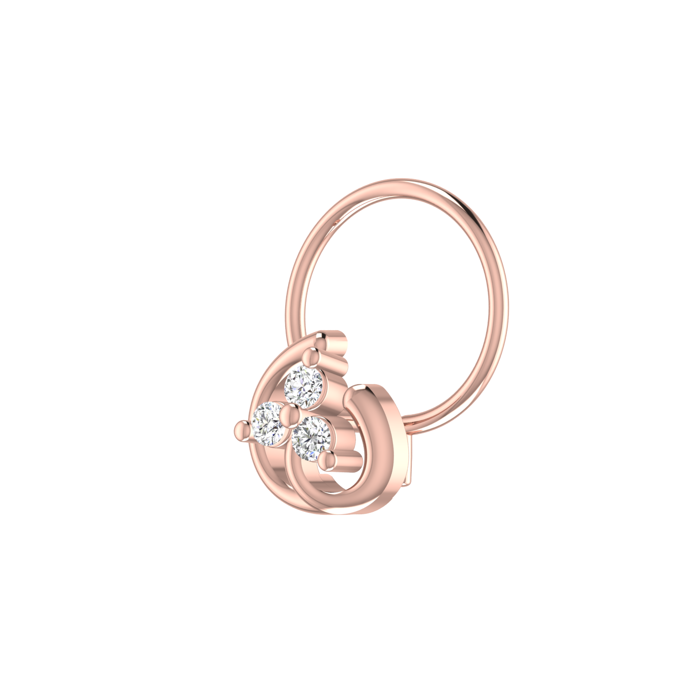 14K Gold Infinity Bloom Design 0.054ct Natural Diamond Nose Pin