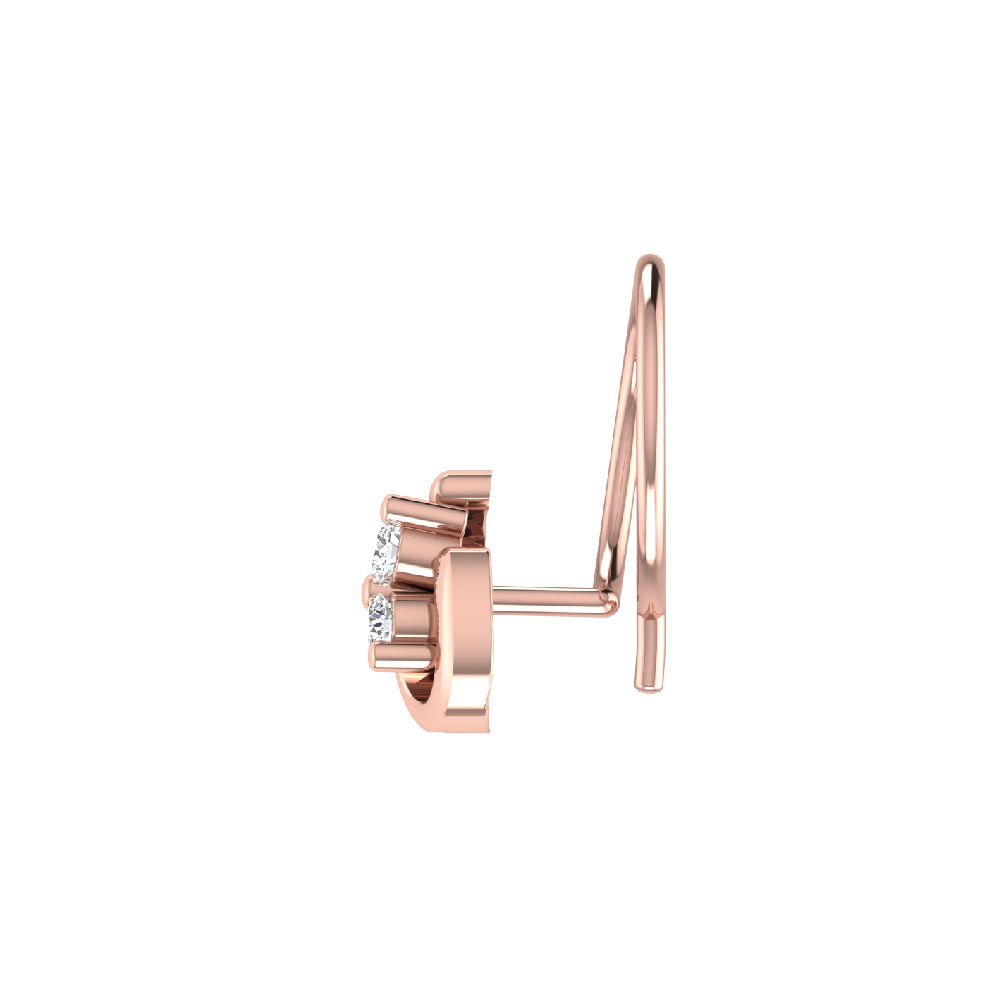 14K Gold Infinity Bloom Design 0.054ct Natural Diamond Nose Pin