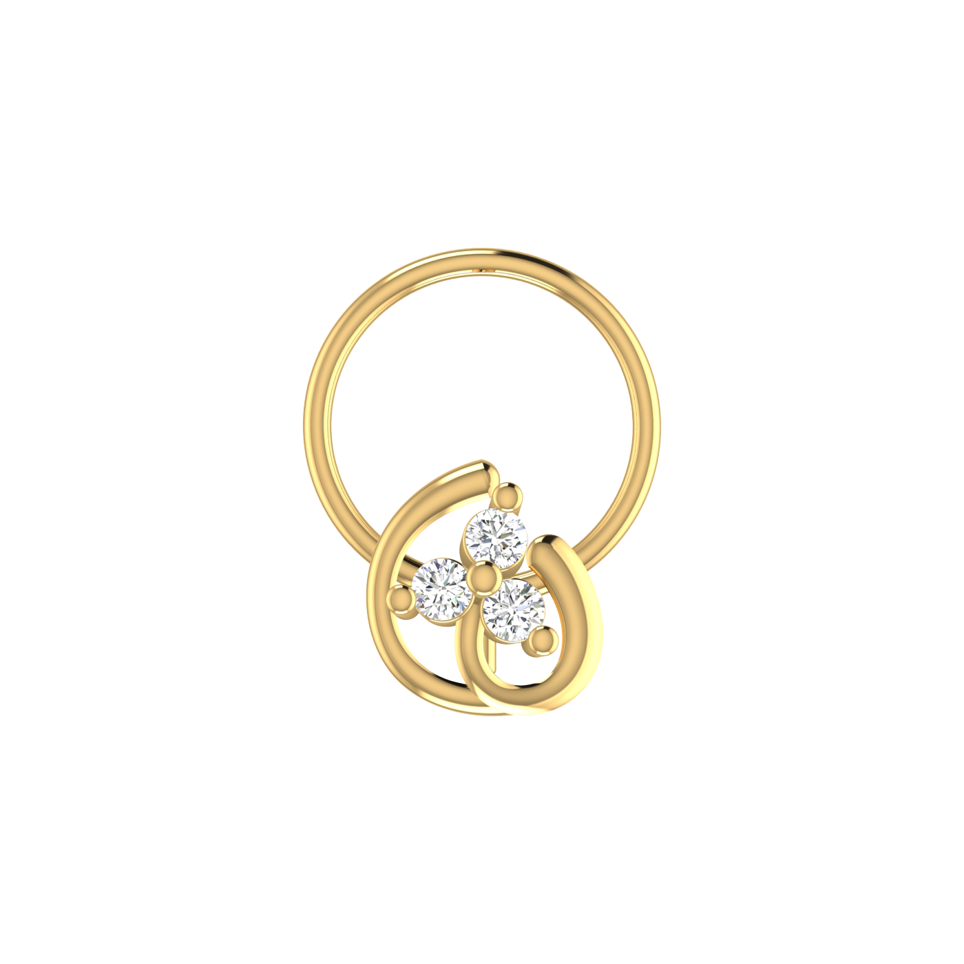 14K Gold Infinity Bloom Design 0.054ct Natural Diamond Nose Pin