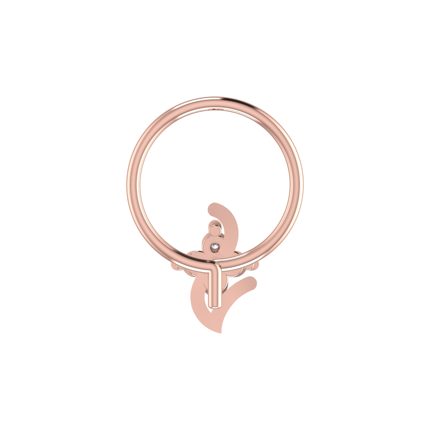 14K Gold Floral Wave Design 0.04ct Natural Diamond Nose Pin