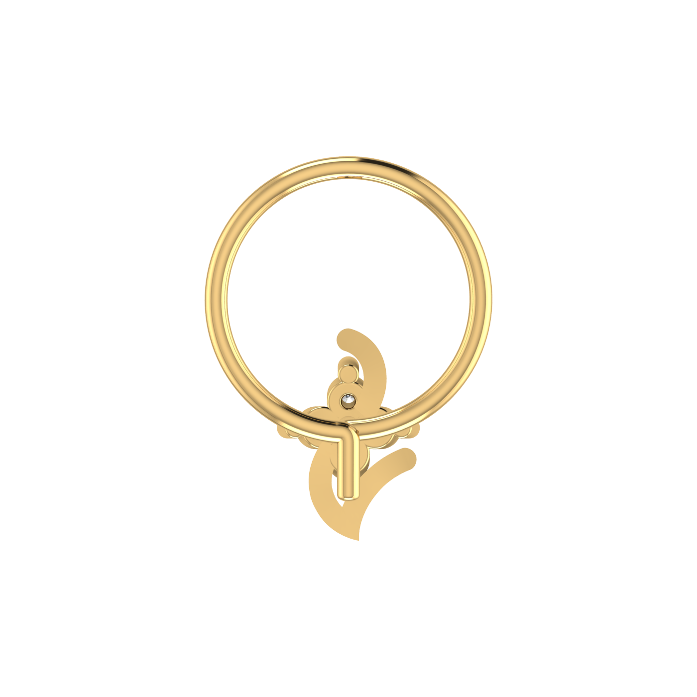 14K Gold Floral Wave Design 0.04ct Natural Diamond Nose Pin