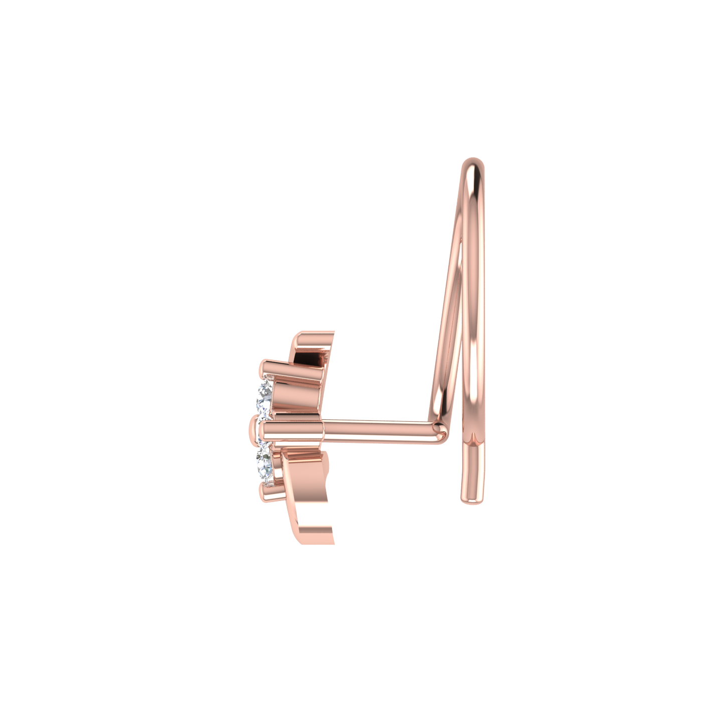14K Gold Floral Wave Design 0.04ct Lab Grown Diamond Nose Pin