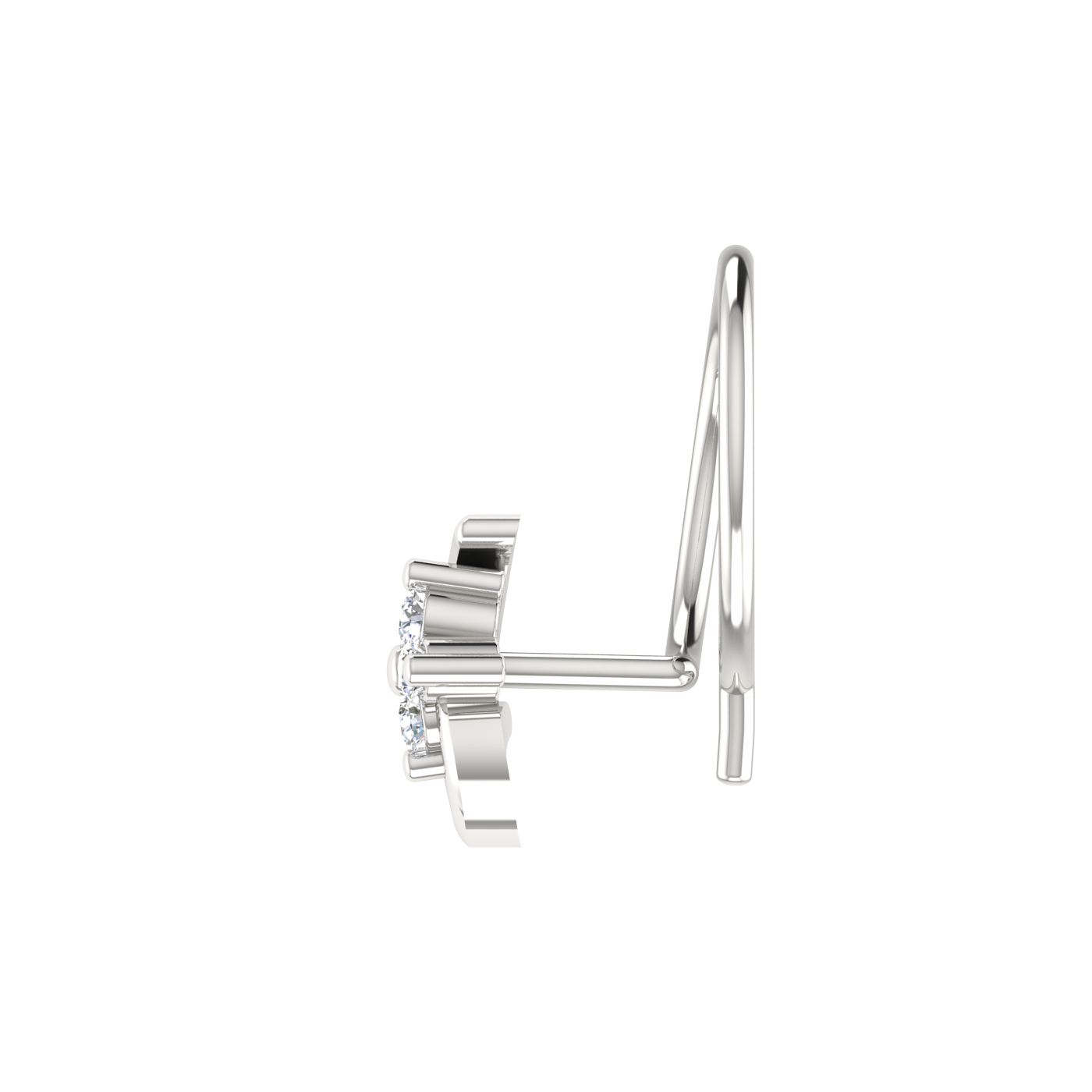 14K Gold Floral Wave Design 0.04ct Natural Diamond Nose Pin