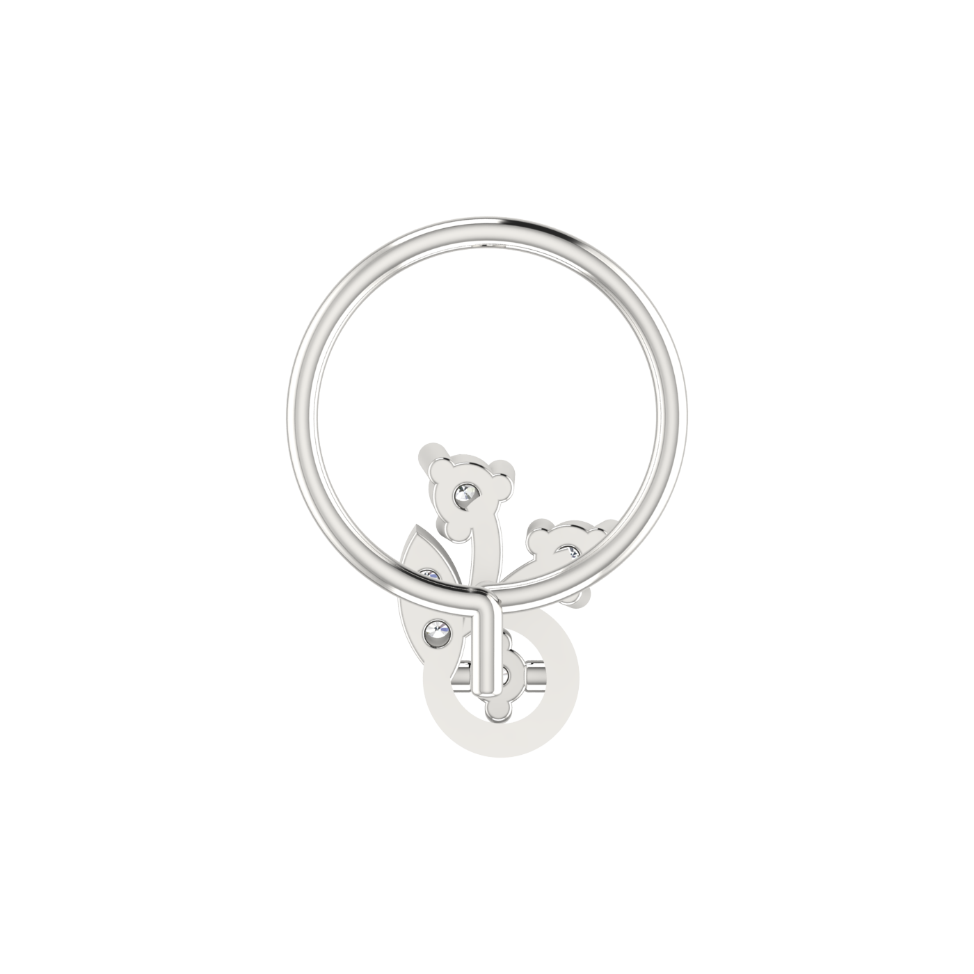 14K Gold Twilight Bloom Design 0.05ct Natural Diamond Nose Pin