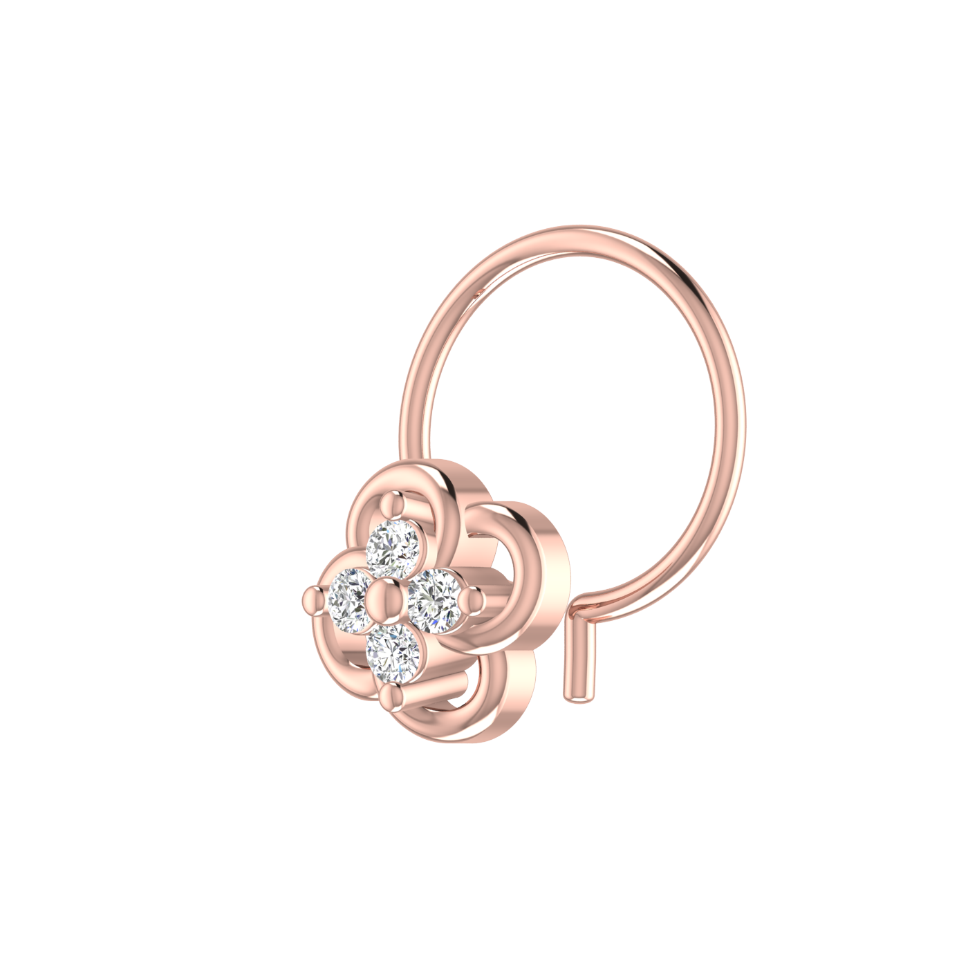 14K Gold Flower/Floral Design 0.06ct Natural Diamond Nose Pin