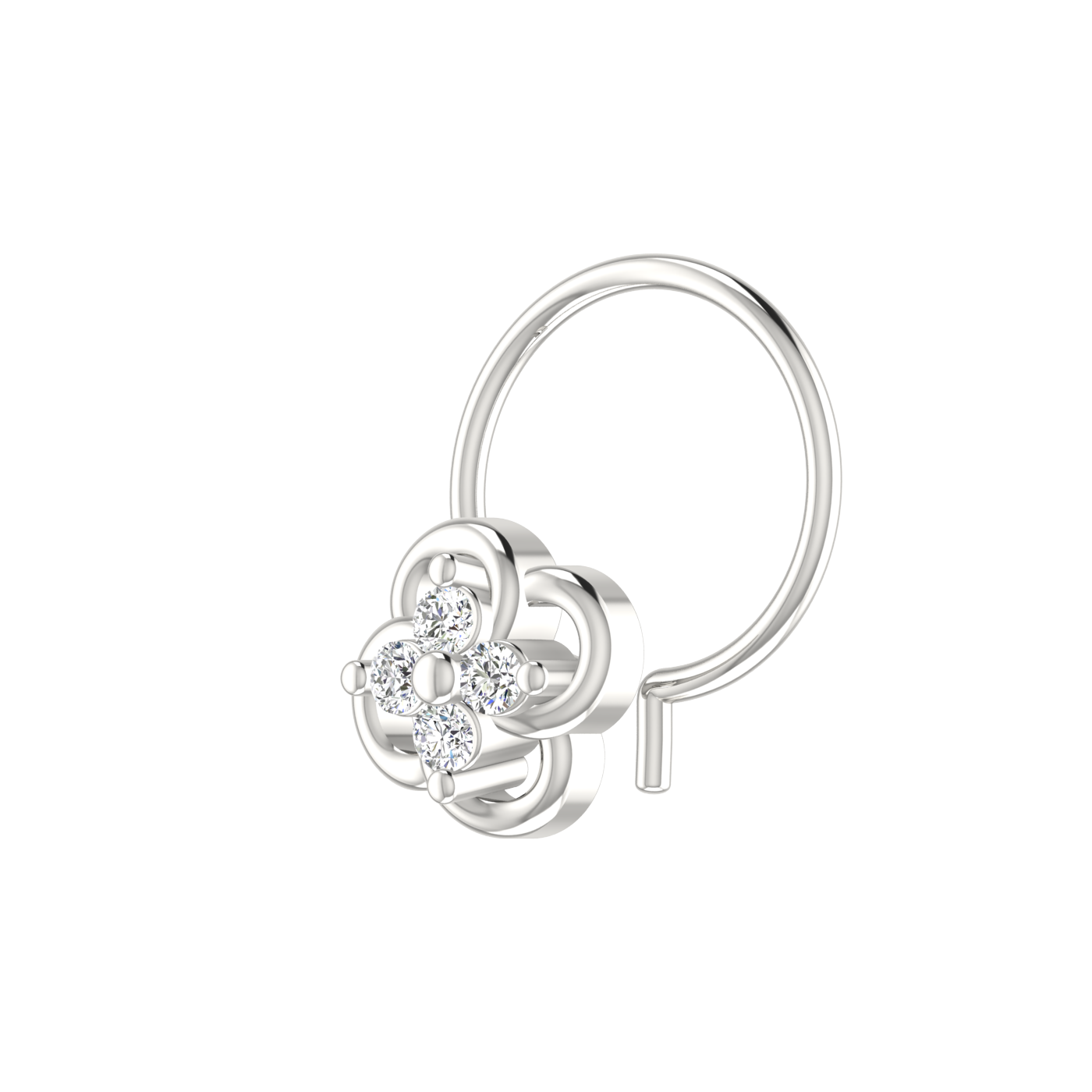 14K Gold Flower/Floral Design 0.06ct Natural Diamond Nose Pin