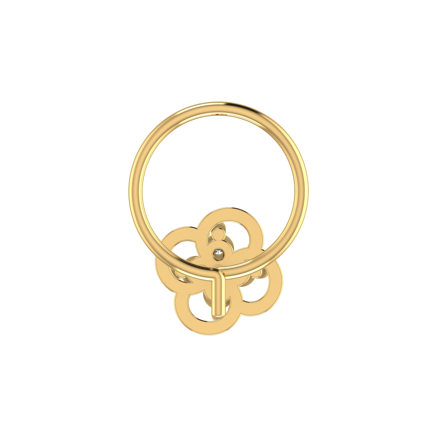 14K Gold Flower/Floral Design 0.06ct Natural Diamond Nose Pin