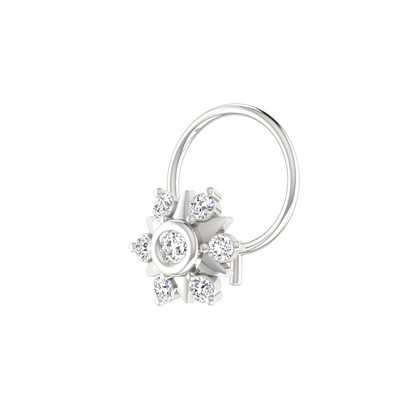 0.10 Ct Lab Grown Diamond Floral Nose Pin