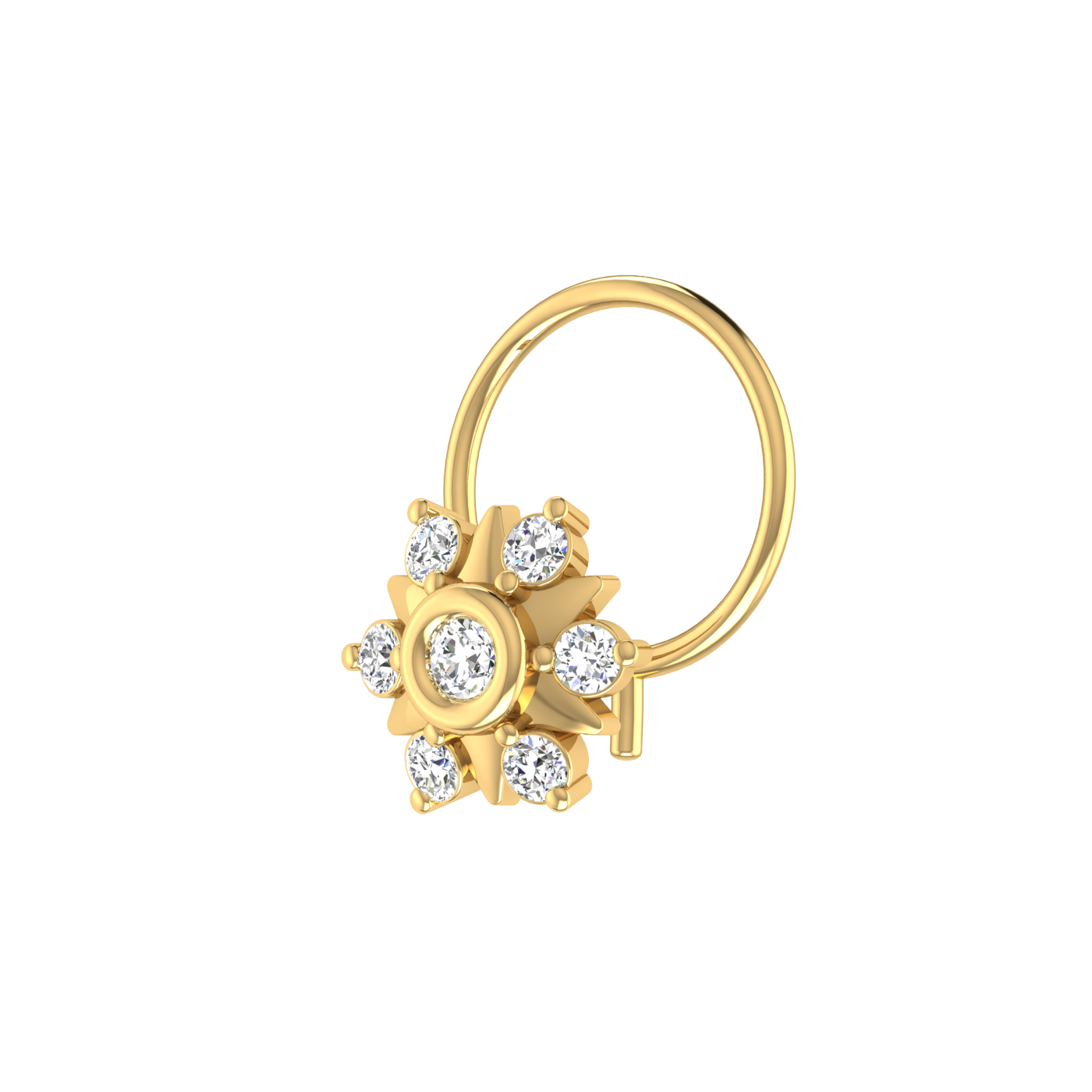 0.10 Ct Lab Grown Diamond Floral Nose Pin