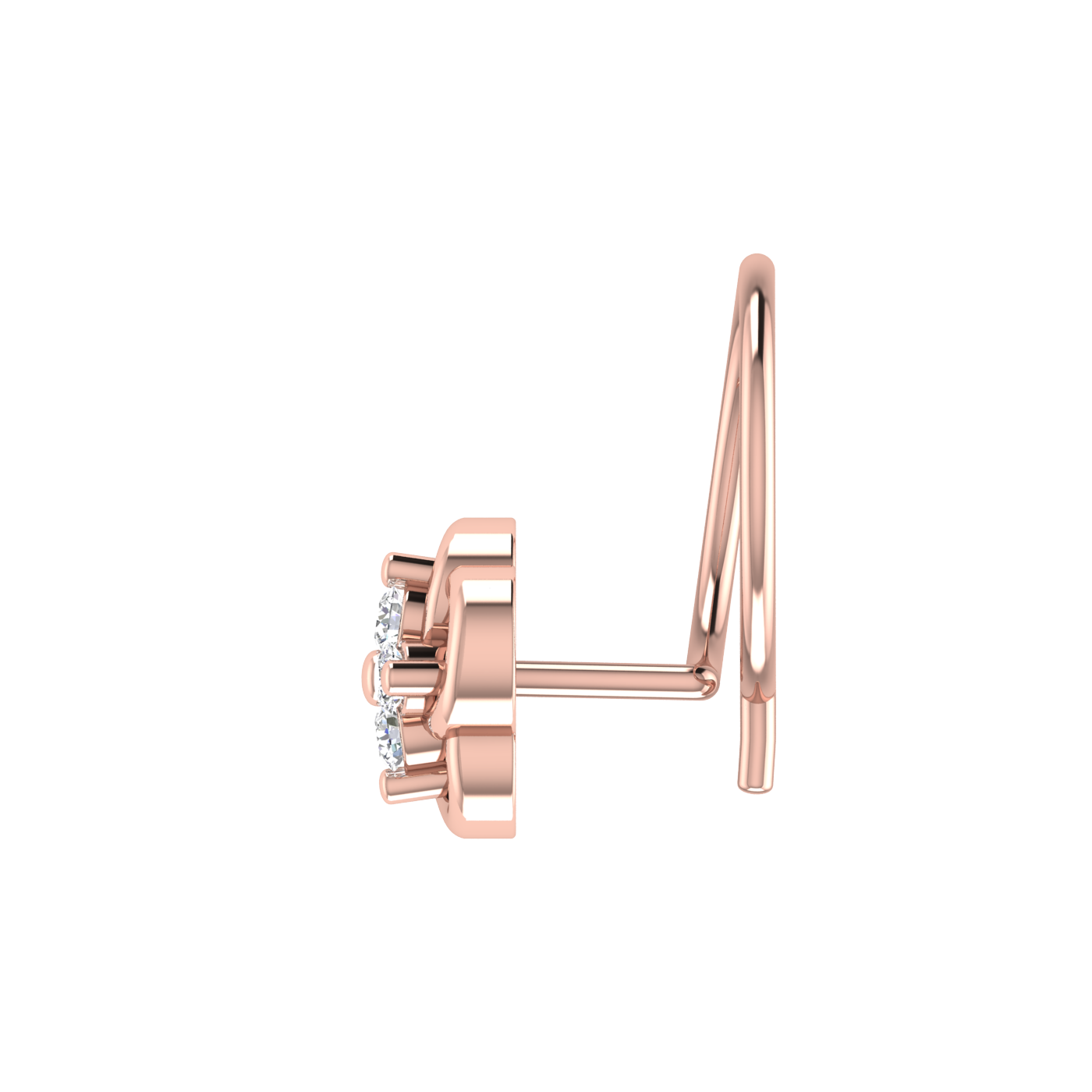 14K Gold Flower/Floral Design 0.06ct Natural Diamond Nose Pin