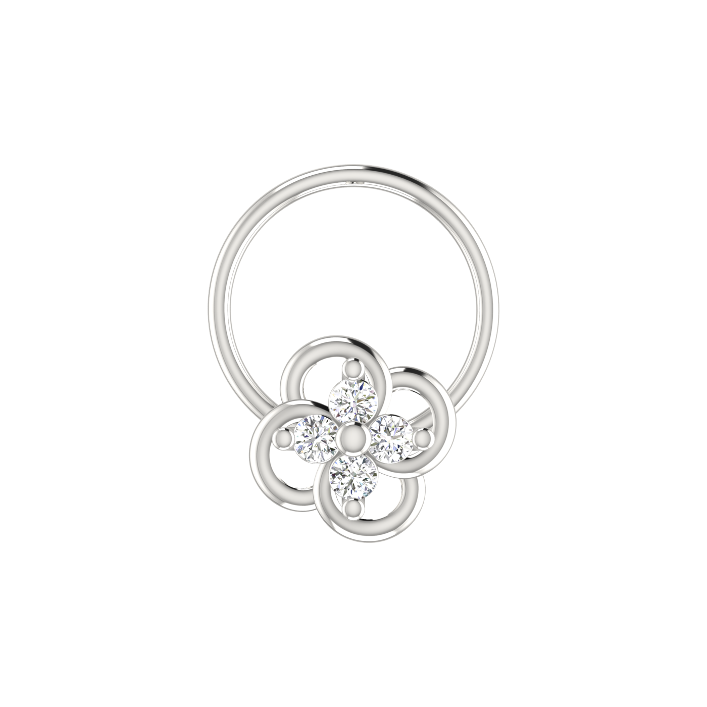 14K Gold Flower/Floral Design 0.06ct Natural Diamond Nose Pin