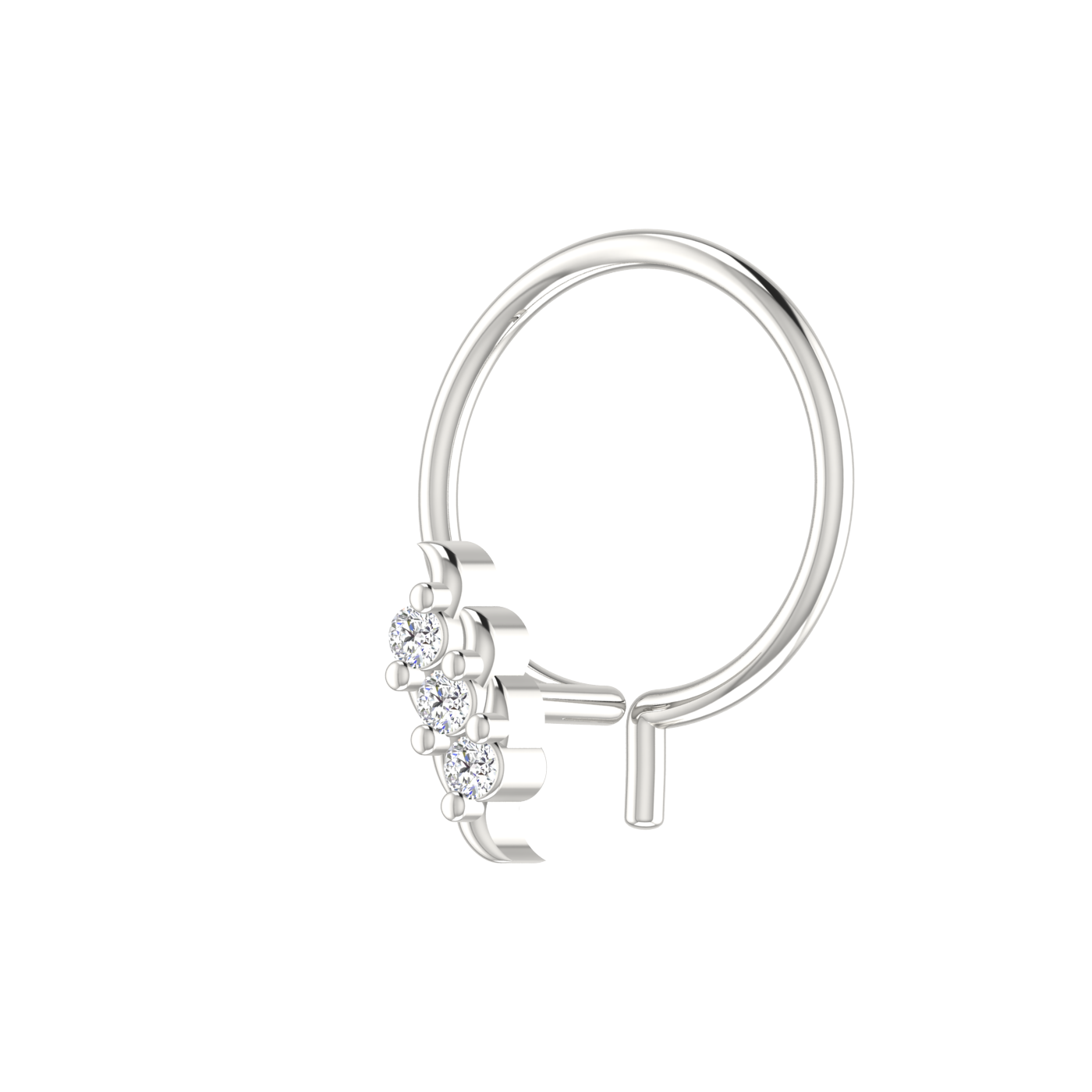 14K Gold Floral Design 0.024ct Natural Diamond Nose Pin