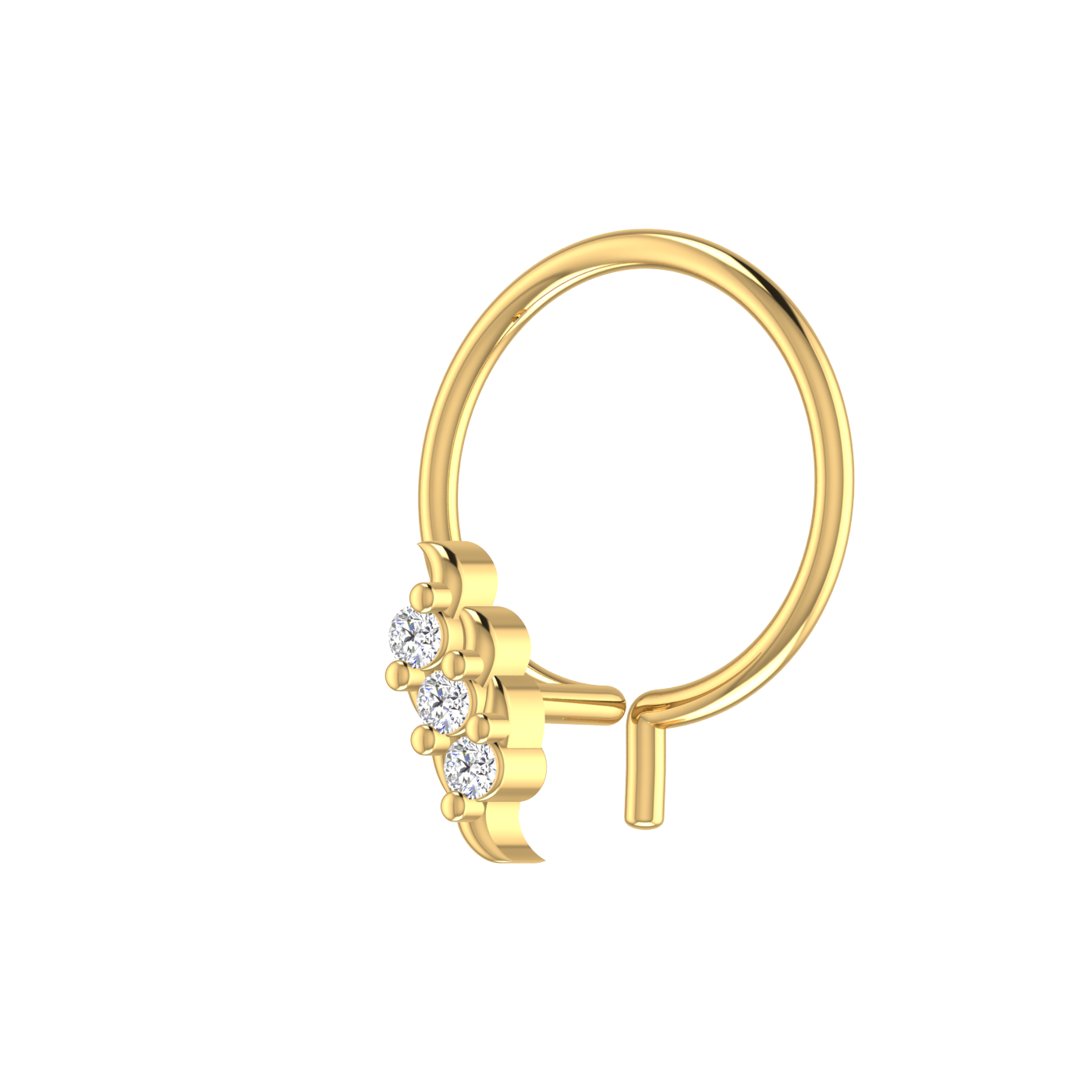 14K Gold Floral Design 0.024ct Natural Diamond Nose Pin