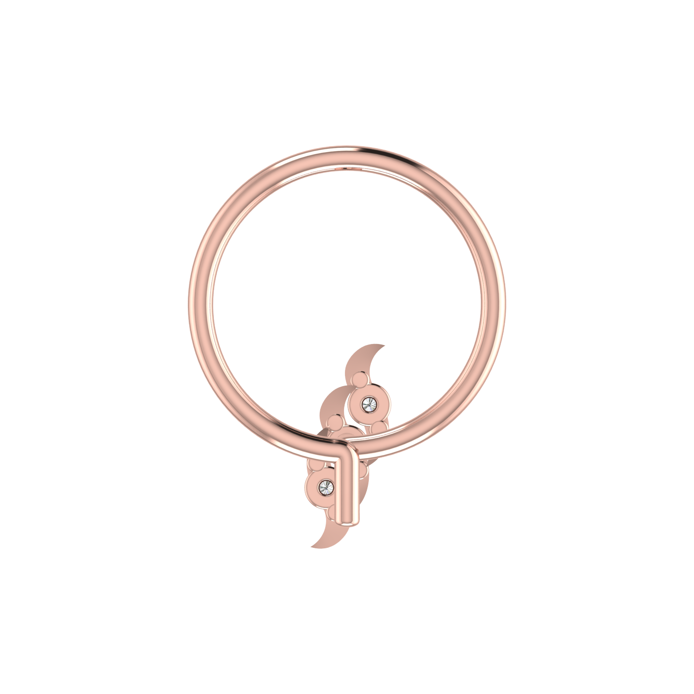 14K Gold Floral Design 0.024ct Natural Diamond Nose Pin