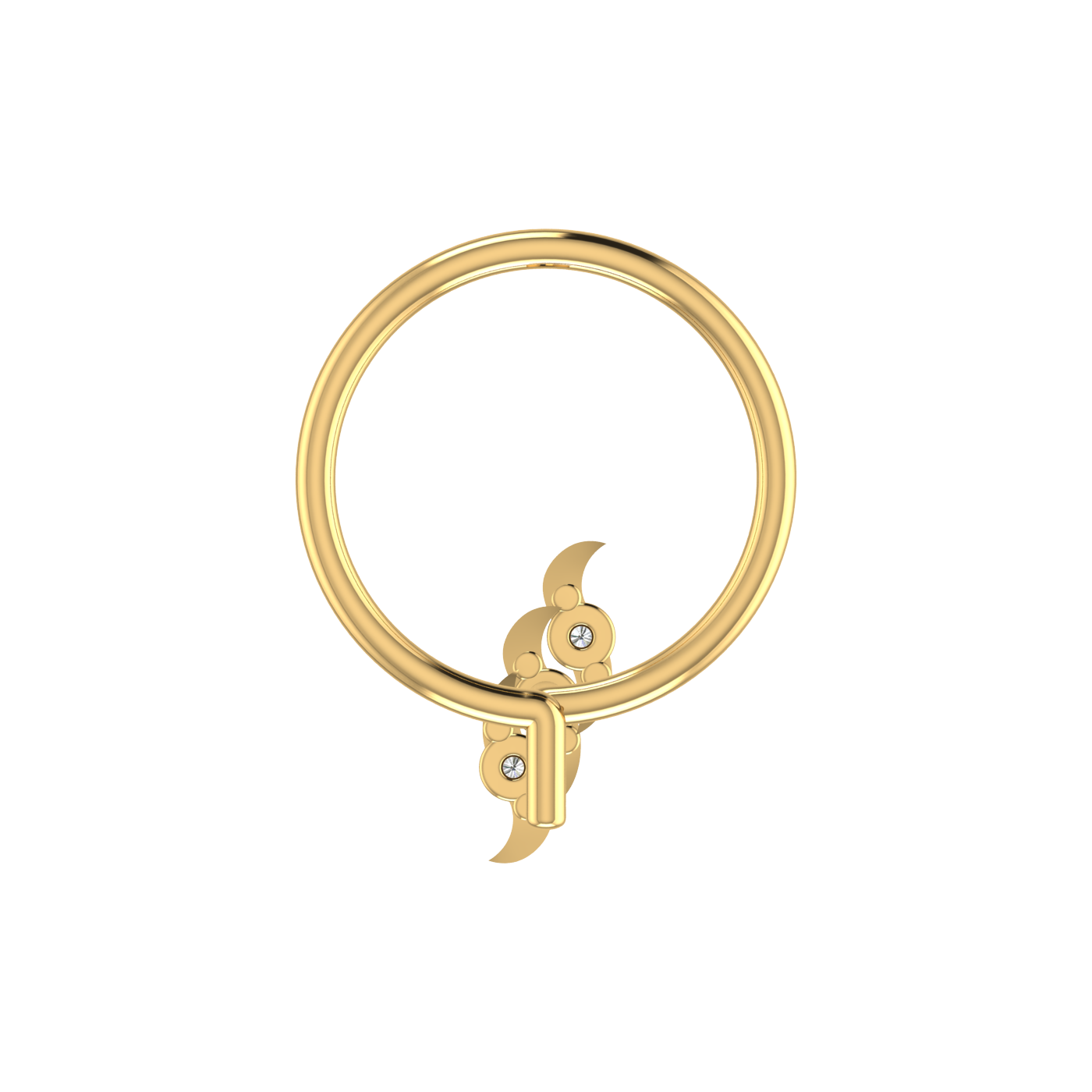 14K Gold Floral Design 0.024ct Natural Diamond Nose Pin