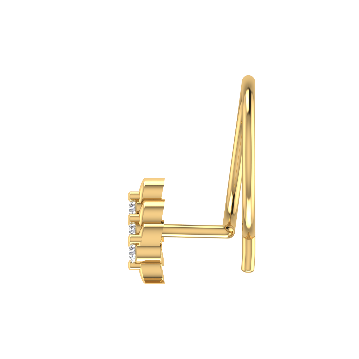 14K Gold Floral Design 0.024ct Natural Diamond Nose Pin