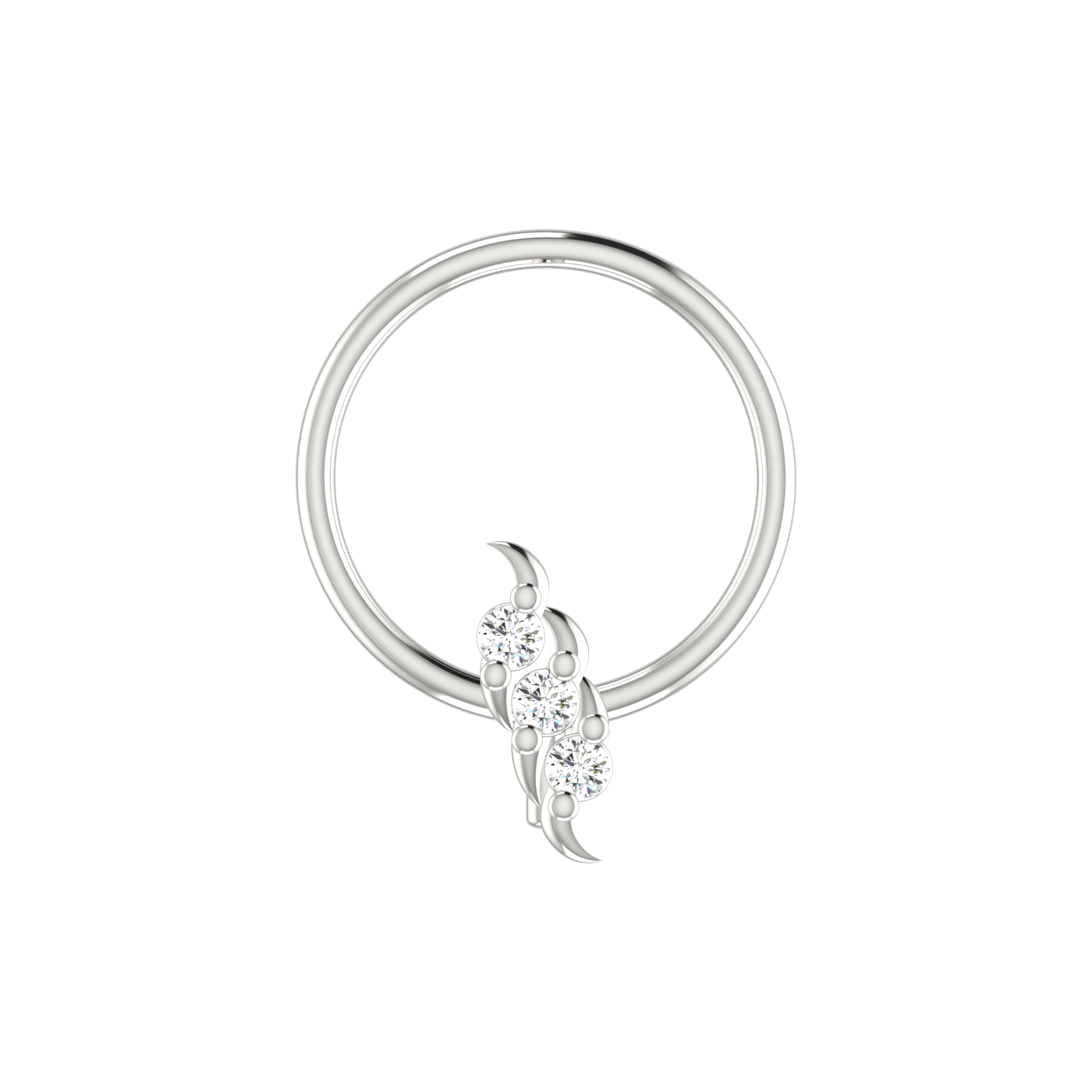 14K Gold Floral Design 0.024ct Natural Diamond Nose Pin