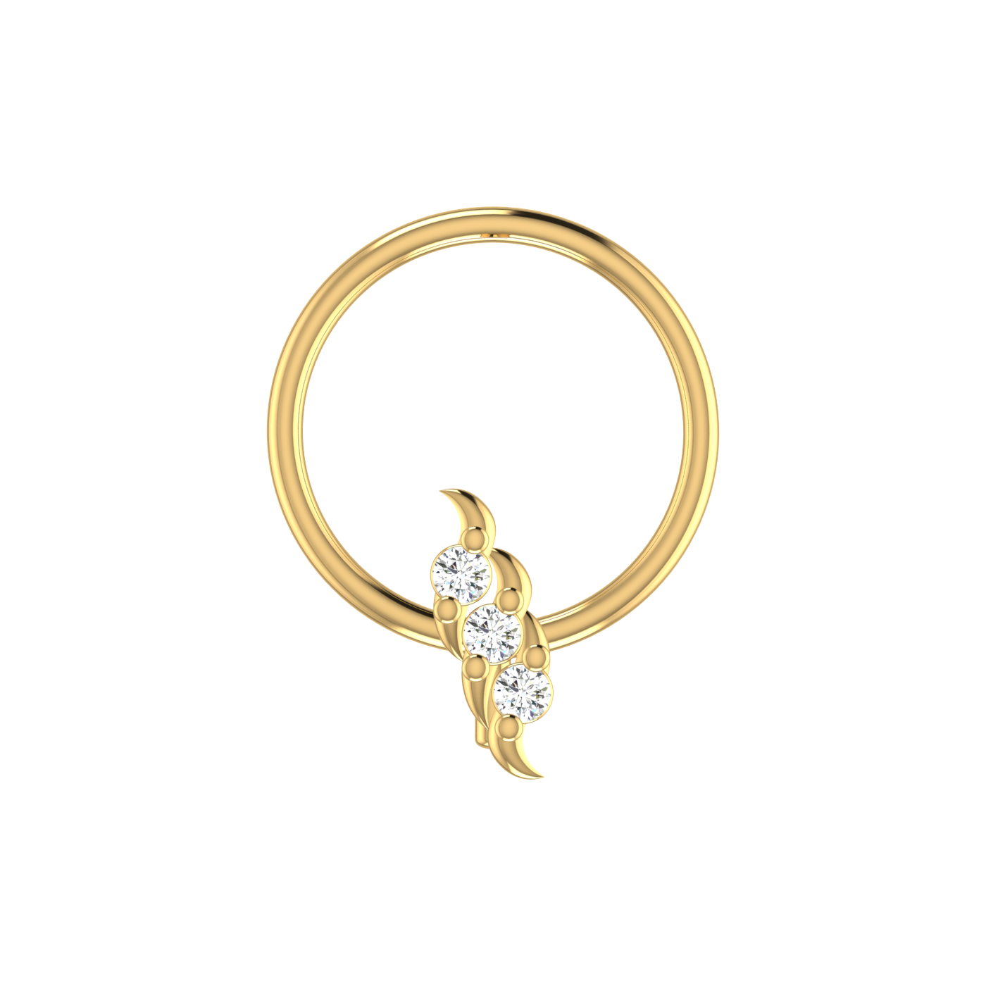 14K Gold Floral Design 0.024ct Natural Diamond Nose Pin