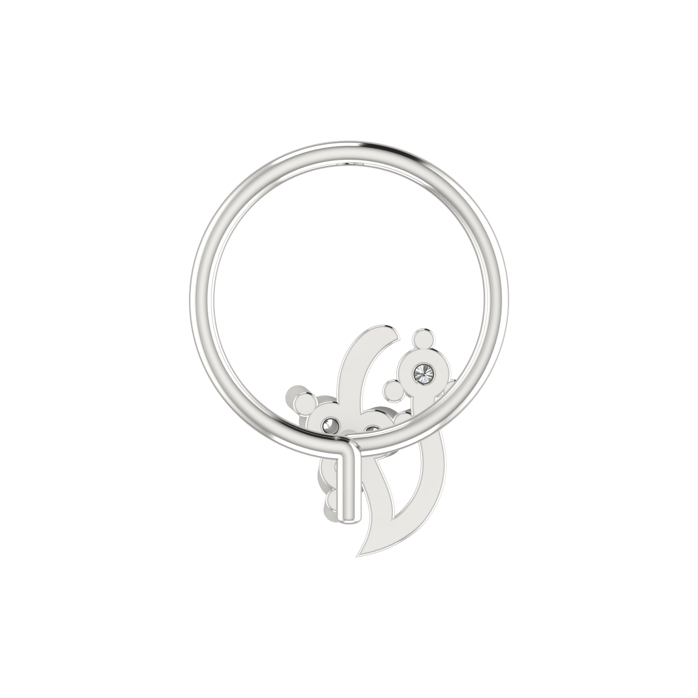 14K Gold Floral Swirl Design 0.05ct Natural Diamond Nose Pin