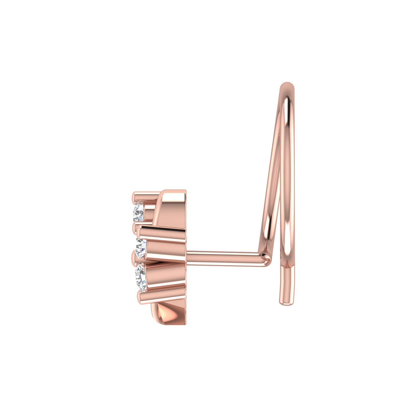 14K Gold Floral Swirl Design 0.05ct Natural Diamond Nose Pin