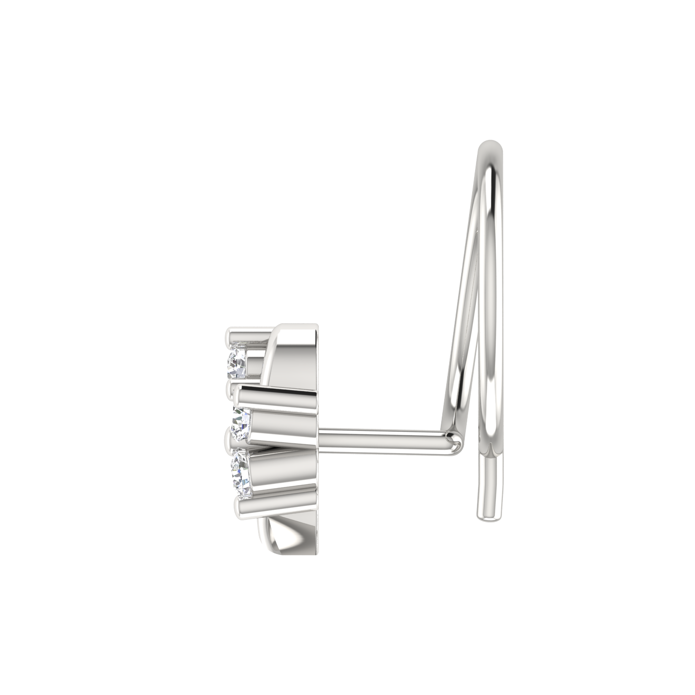 14K Gold Floral Swirl Design 0.05ct Natural Diamond Nose Pin