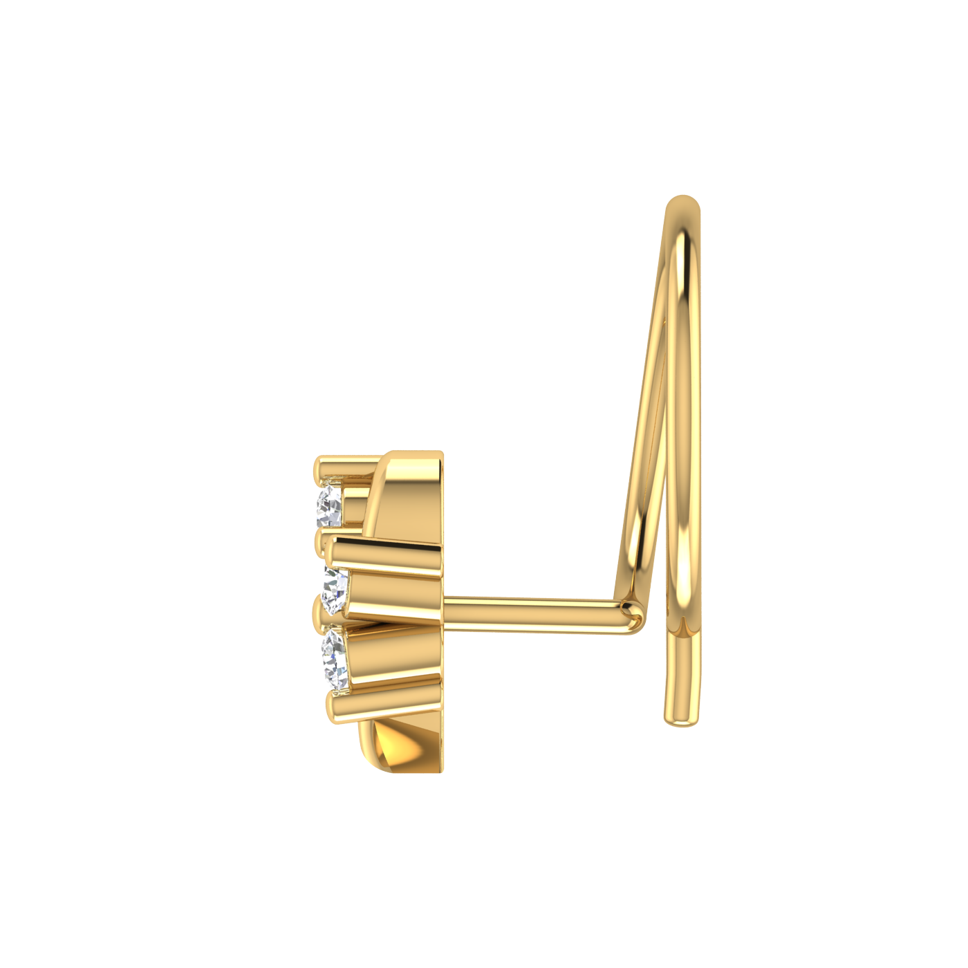 14K Gold Floral Swirl Design 0.05ct Natural Diamond Nose Pin