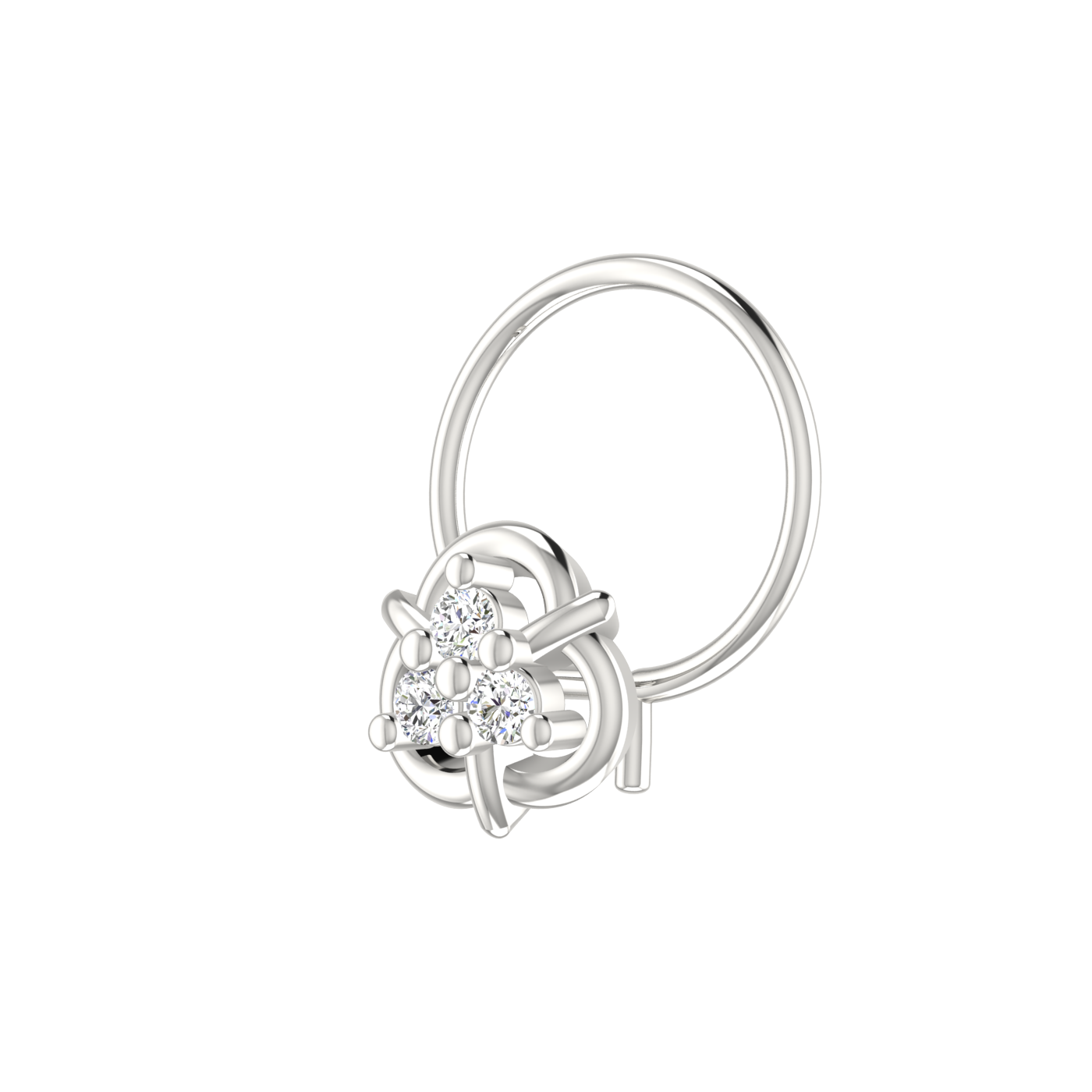 14K Gold Floral or Clover-Shaped Design 0.054ct Natural Diamond Nose Pin