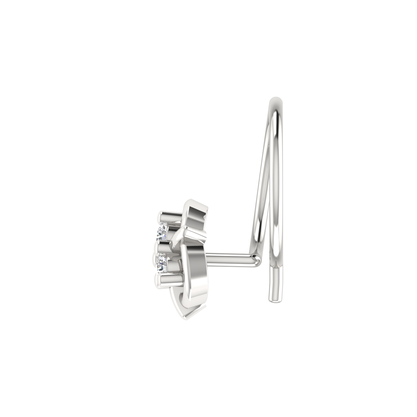 14K Gold Floral or Clover-Shaped Design 0.054ct Natural Diamond Nose Pin