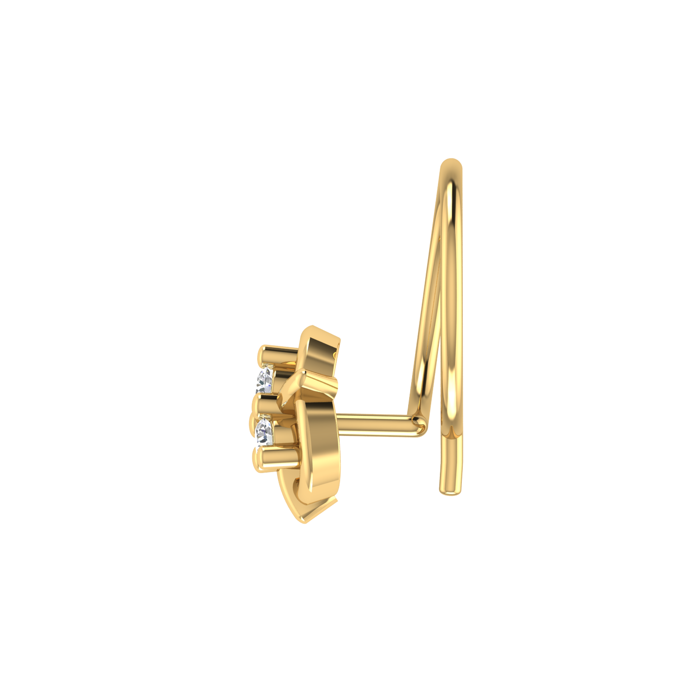 14K Gold Floral or Clover-Shaped Design 0.054ct Natural Diamond Nose Pin