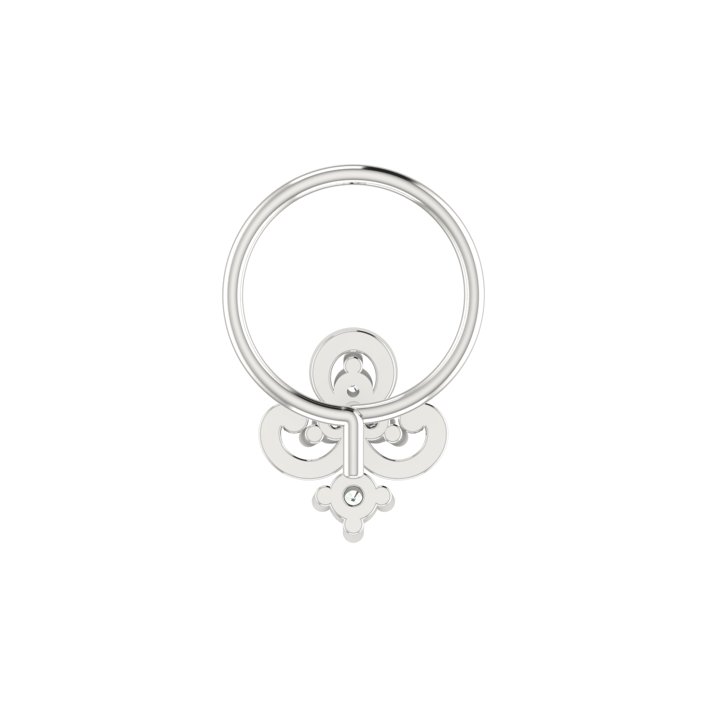 14K Gold Studded Floral Design 0.051ct Natural Diamond Nose Pin