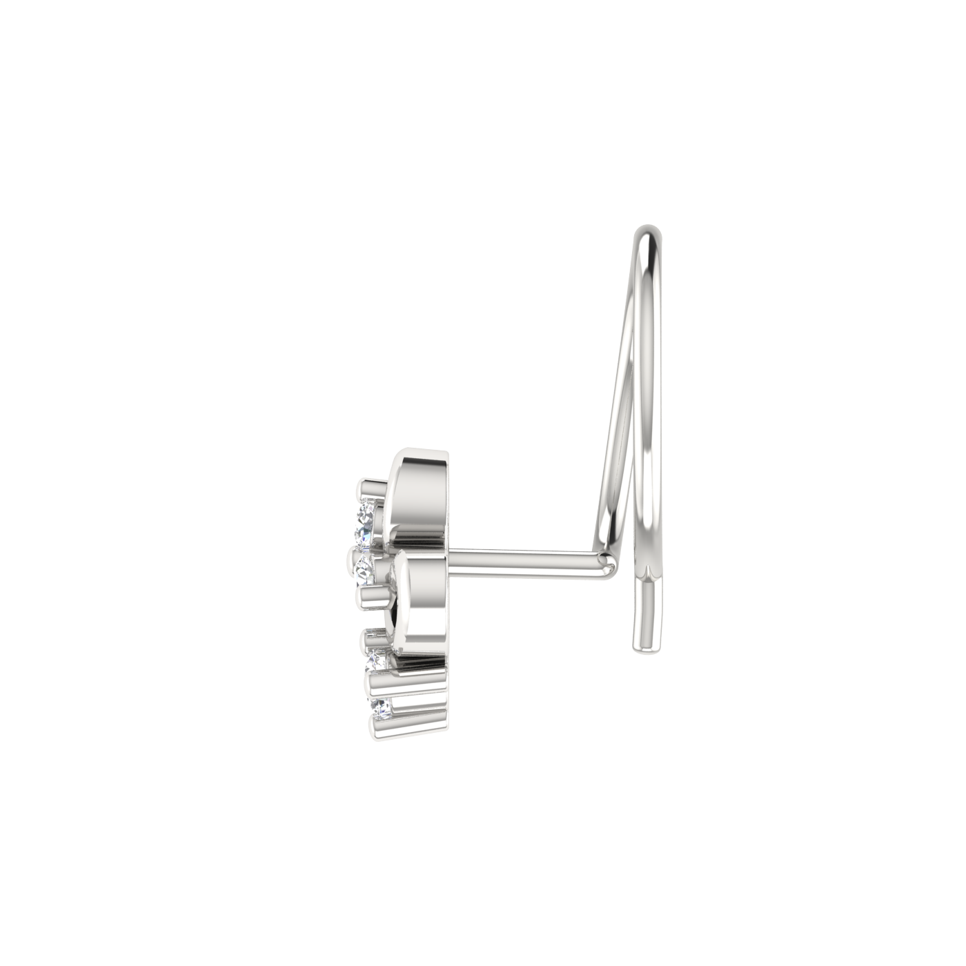 14K Gold Studded Floral Design 0.051ct Natural Diamond Nose Pin