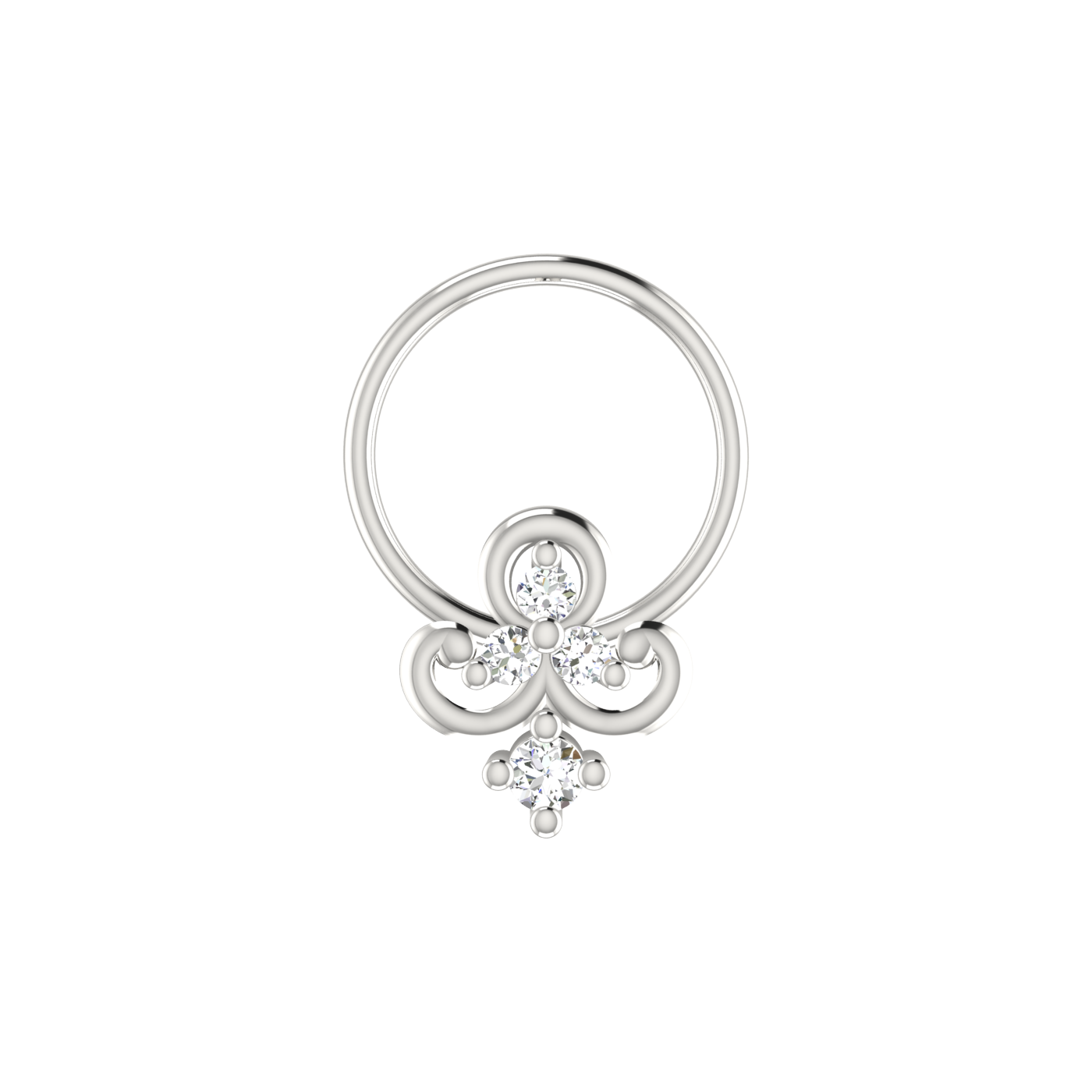 0.051 Carat Lab Grown Diamond Floral Nose Pin.