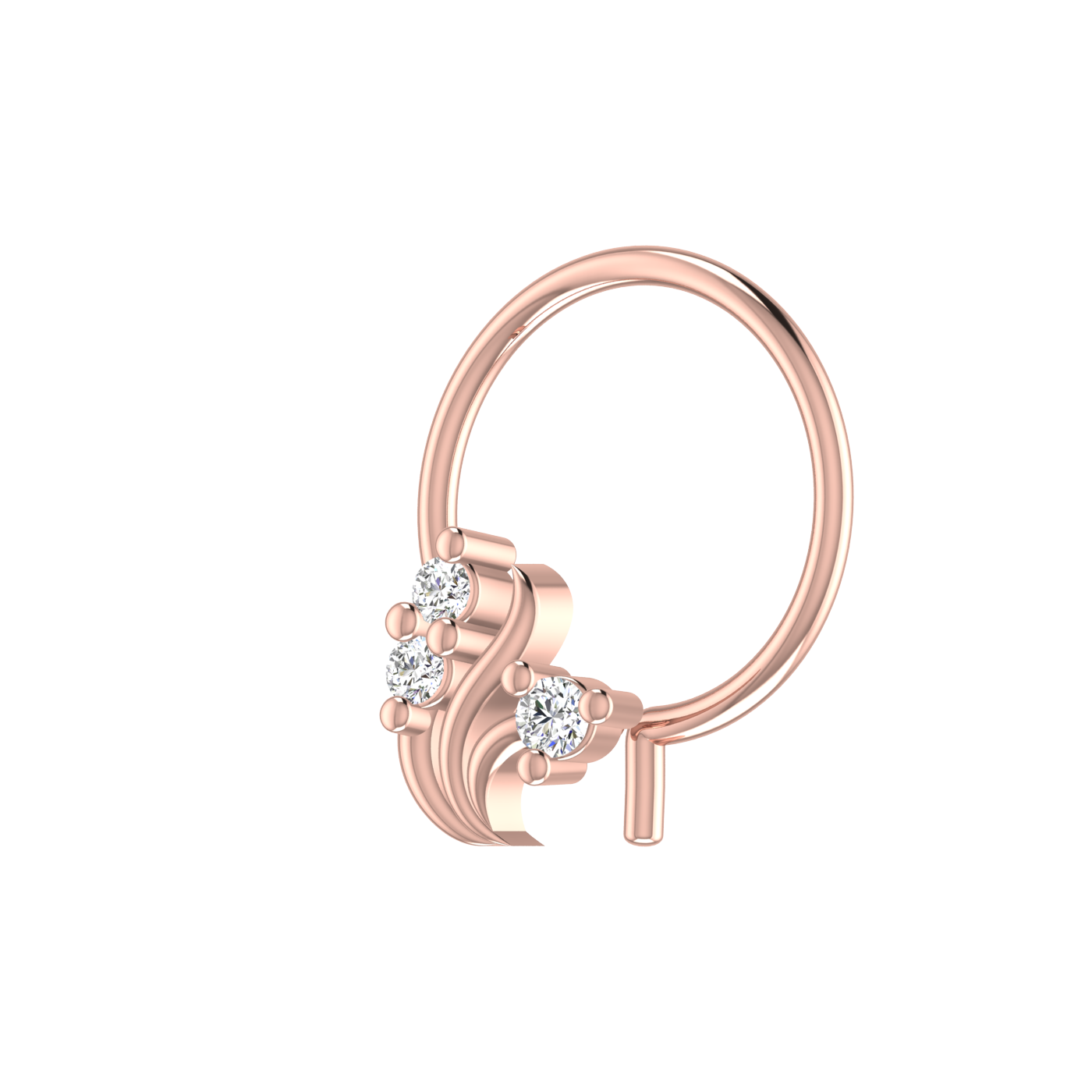 14K Gold Floral or Vine Design 0.035ct Natural Diamond Nose Pin