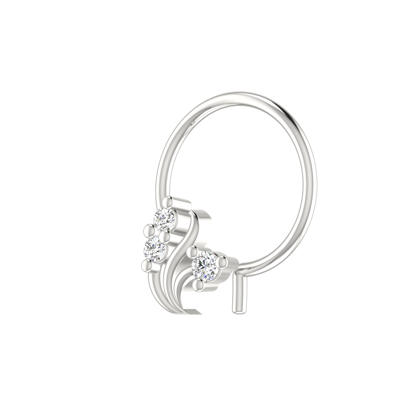 14K Gold Floral or Vine Design 0.035ct Natural Diamond Nose Pin