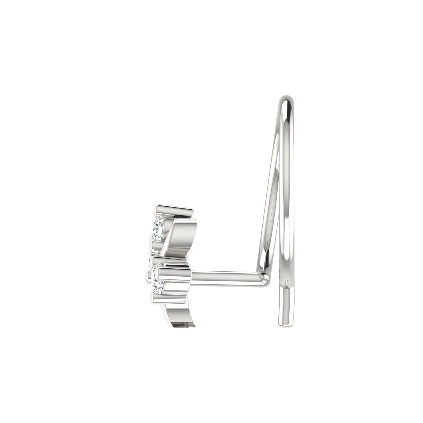 14K Gold Floral or Vine Design 0.035ct Natural Diamond Nose Pin