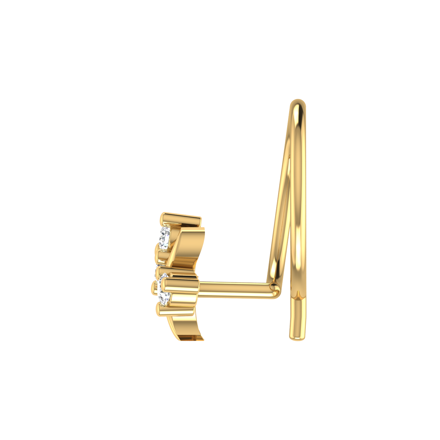 14K Gold Floral or Vine Design 0.035ct Natural Diamond Nose Pin