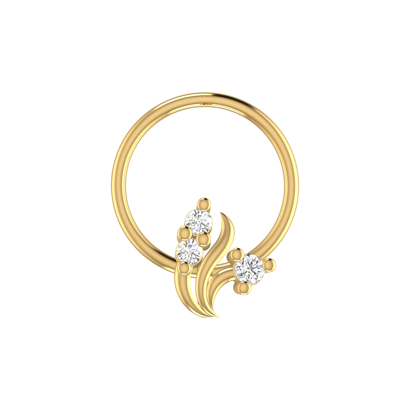 14K Gold Floral or Vine Design 0.035ct Natural Diamond Nose Pin